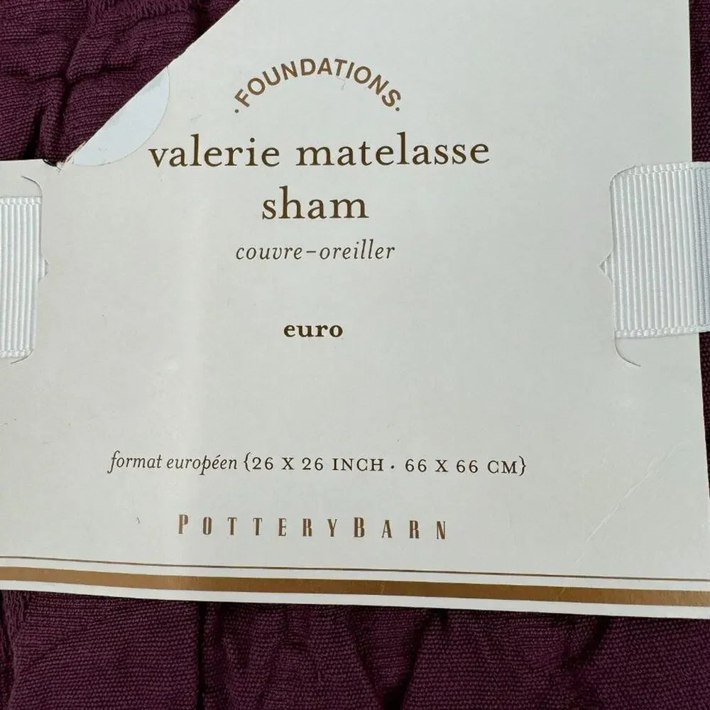 Pottery Barn Valerie matelasse burgundy floral euro sham 26